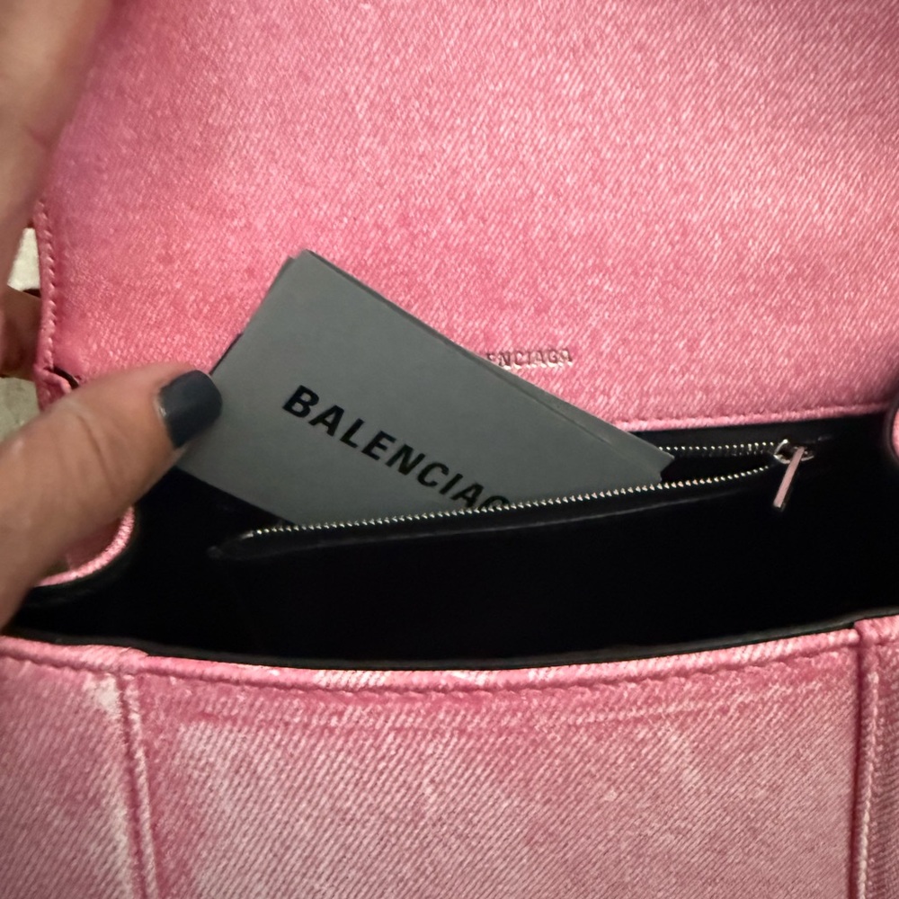 Balenciaga hourglass Distressed denim Pink small Bag - Picture 7 of 12